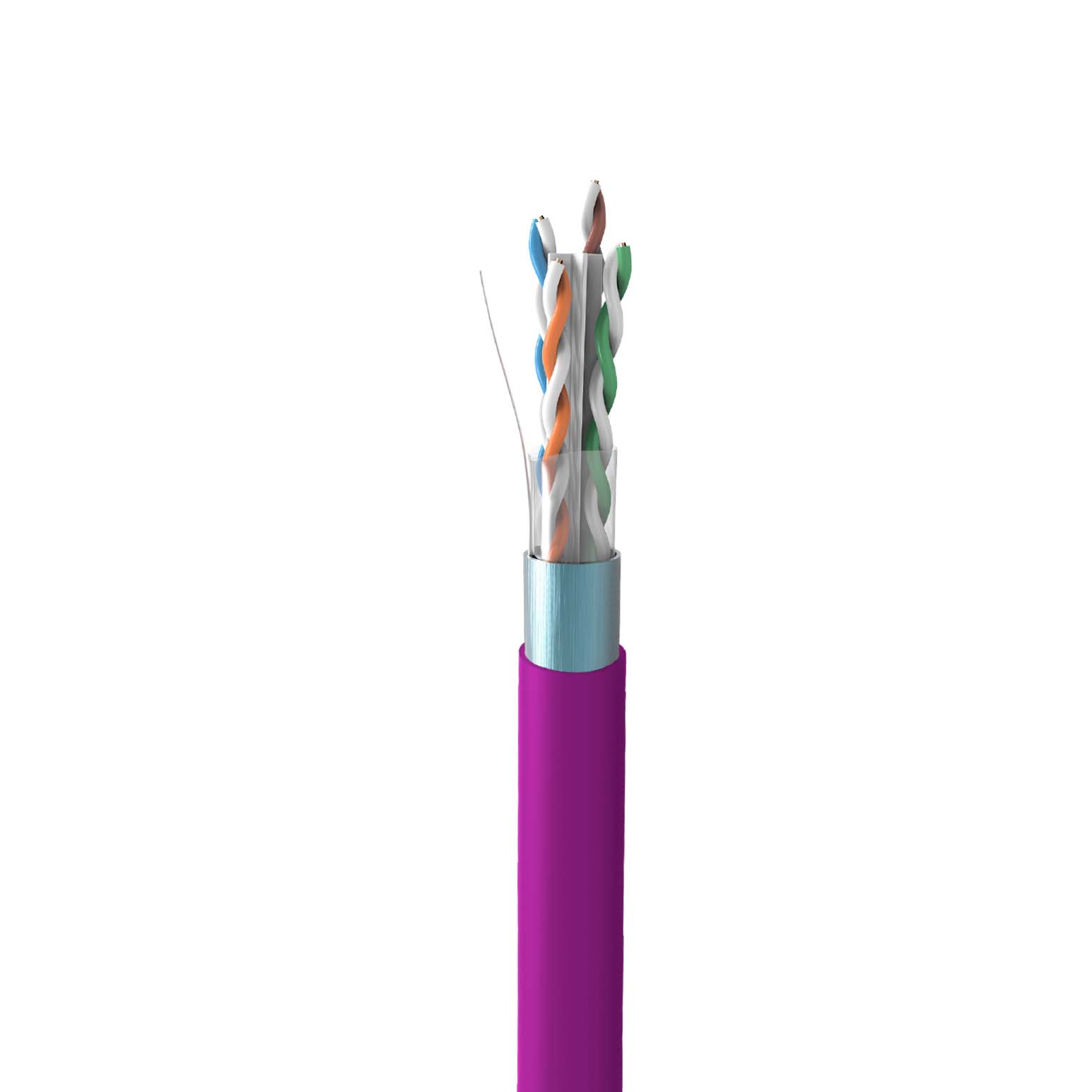 SATRA 0213062124 Cable de Red F/UTP Cat6A Cobre Sólido 23AWG LSZH-3 LSFRZH Violeta 305m
