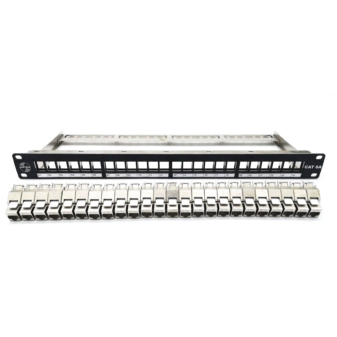 SATRA 0103022499 Patch Panel Cat6A 24 Puertos Blindado con Jack