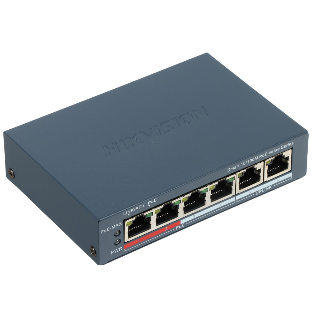 HIKVISION DS-3E1106P-EI/M Switch PoE 4 Puertos 10/100Mbps VLAN PoE Watchdog