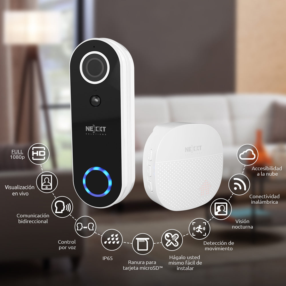 NEXXT SOLUTIONS NHC-D100 (CAJA ABIERTA 8/10) Timbre Inteligente WIFI con Cámara Full HD 2MP Alexa