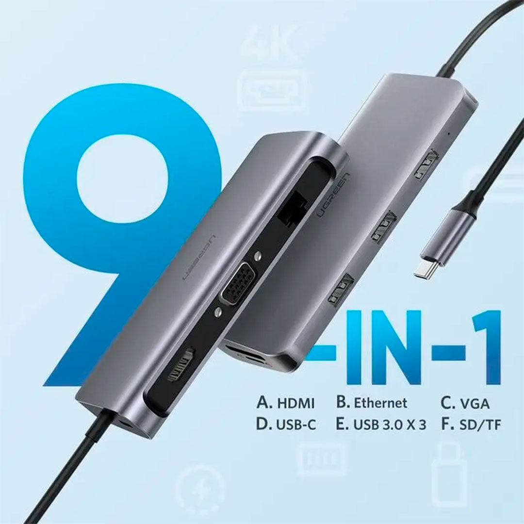 UGREEN CM179 40873 Adaptador HUB Multifunción USB-C 10 en 1 4K