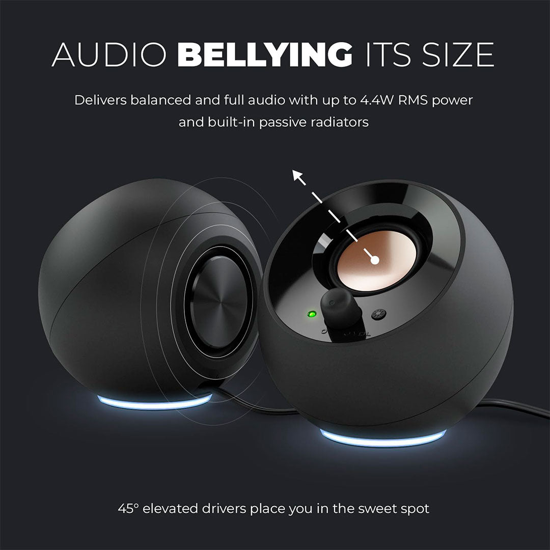 CREATIVE PEBBLE SE 2.0 Parlantes RGB 2.0 4.4W, USB-C, Negro, 51MF1680AA000