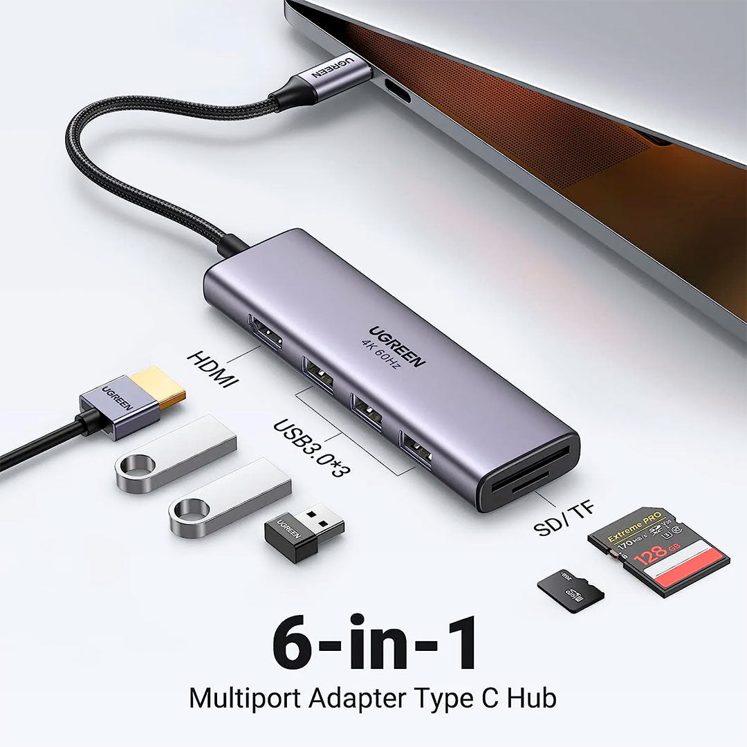 UGREEN CM511 60383 Adaptador HUB USB-C 6 en 1 4K