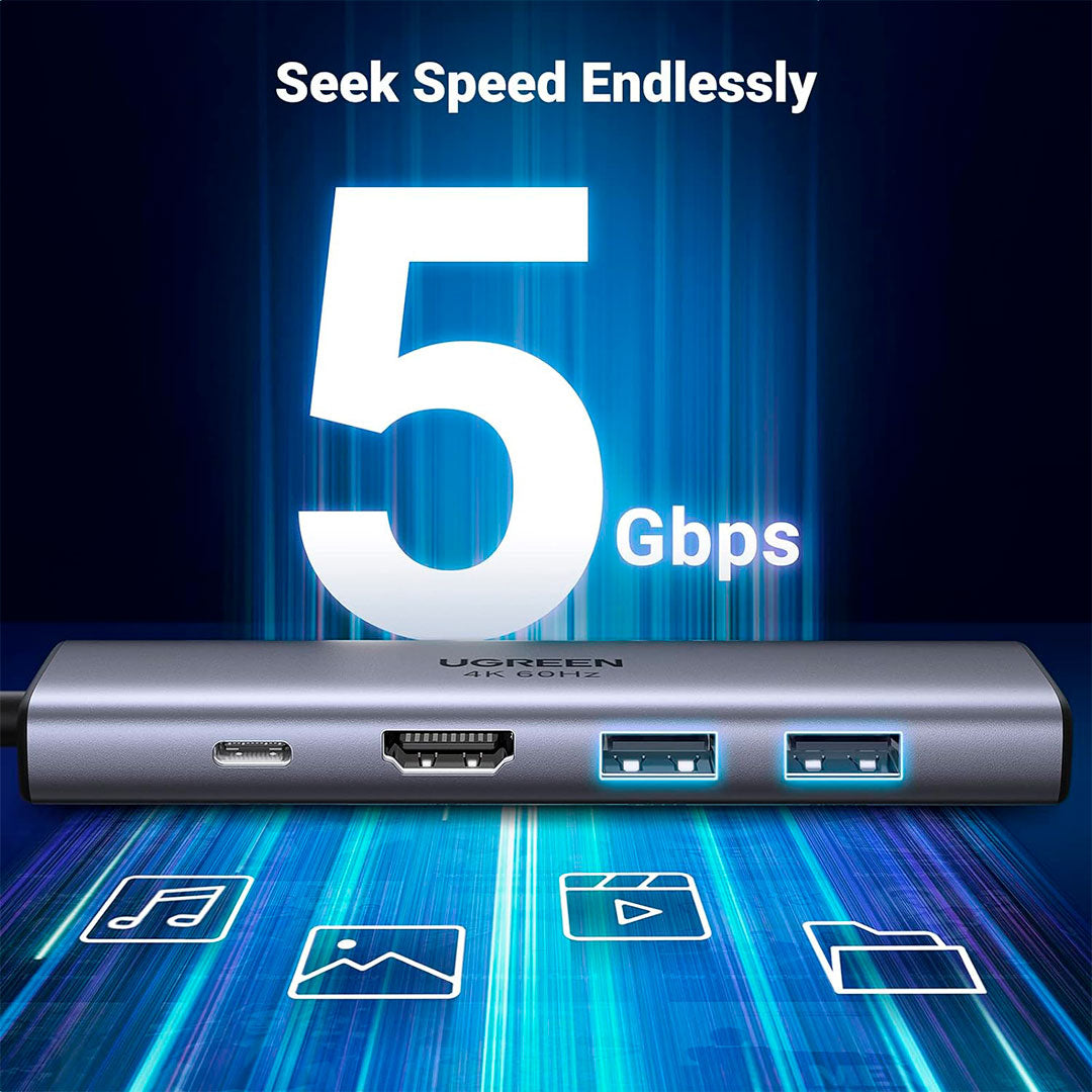 UGREEN CM511 60384 Adaptador HUB USB-C a USB 6 en 1 4K