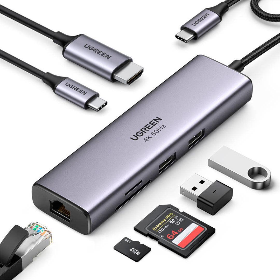 UGREEN CM512 60515 Adaptador HUB 7 en 1 USB-C a HDMI 4K
