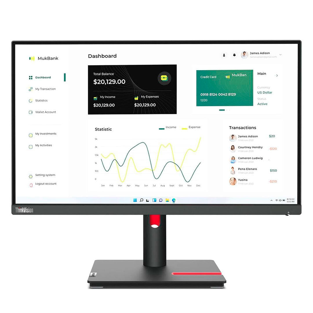LENOVO THINKVISION T23I-30 Monitor 23" 1920x1080 WLED IPS HDMI/DP/VGA Color Raven Black (63B2MAR6LA)