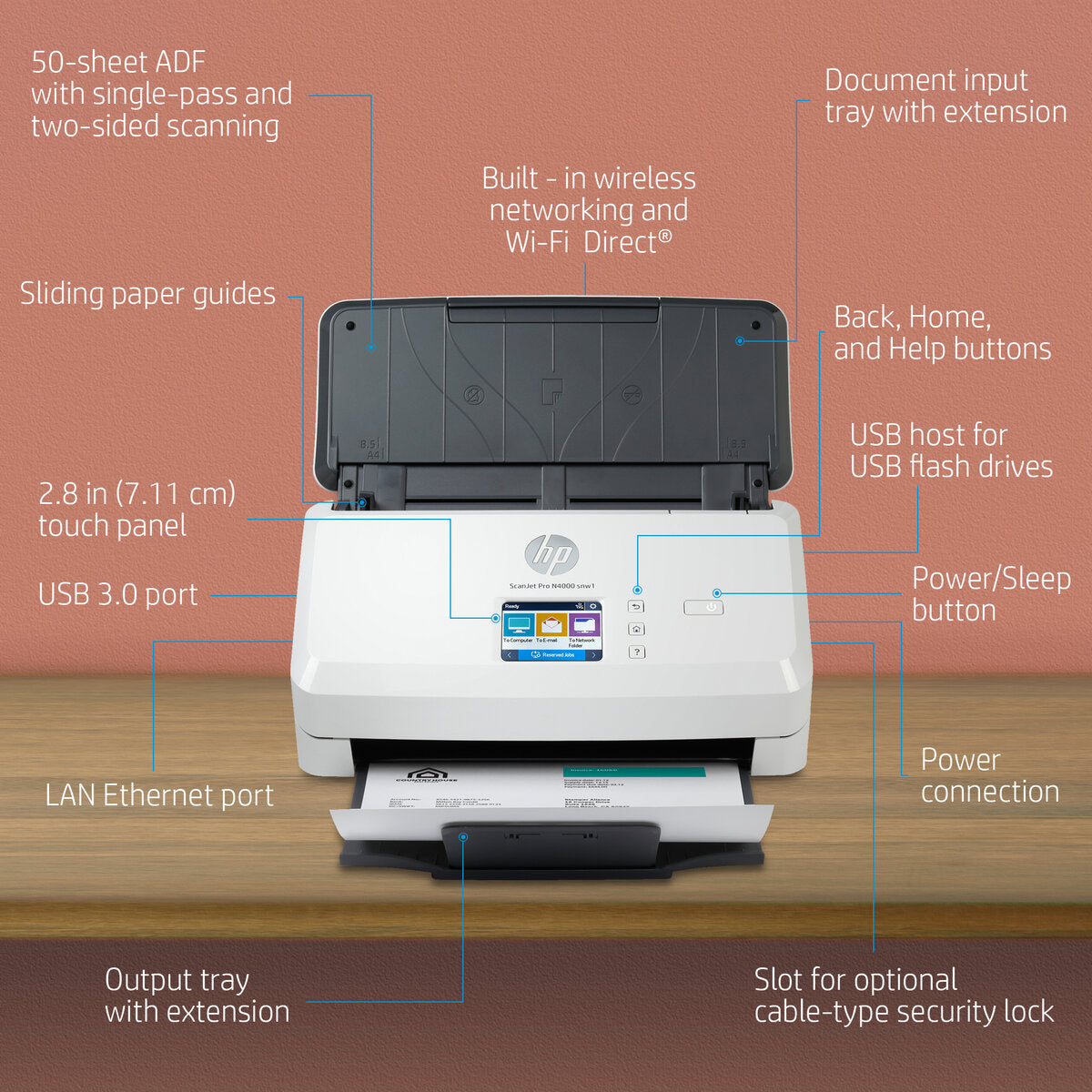 HP 6FW08A#AKV ESCANER HP SCANJET PRO N4000