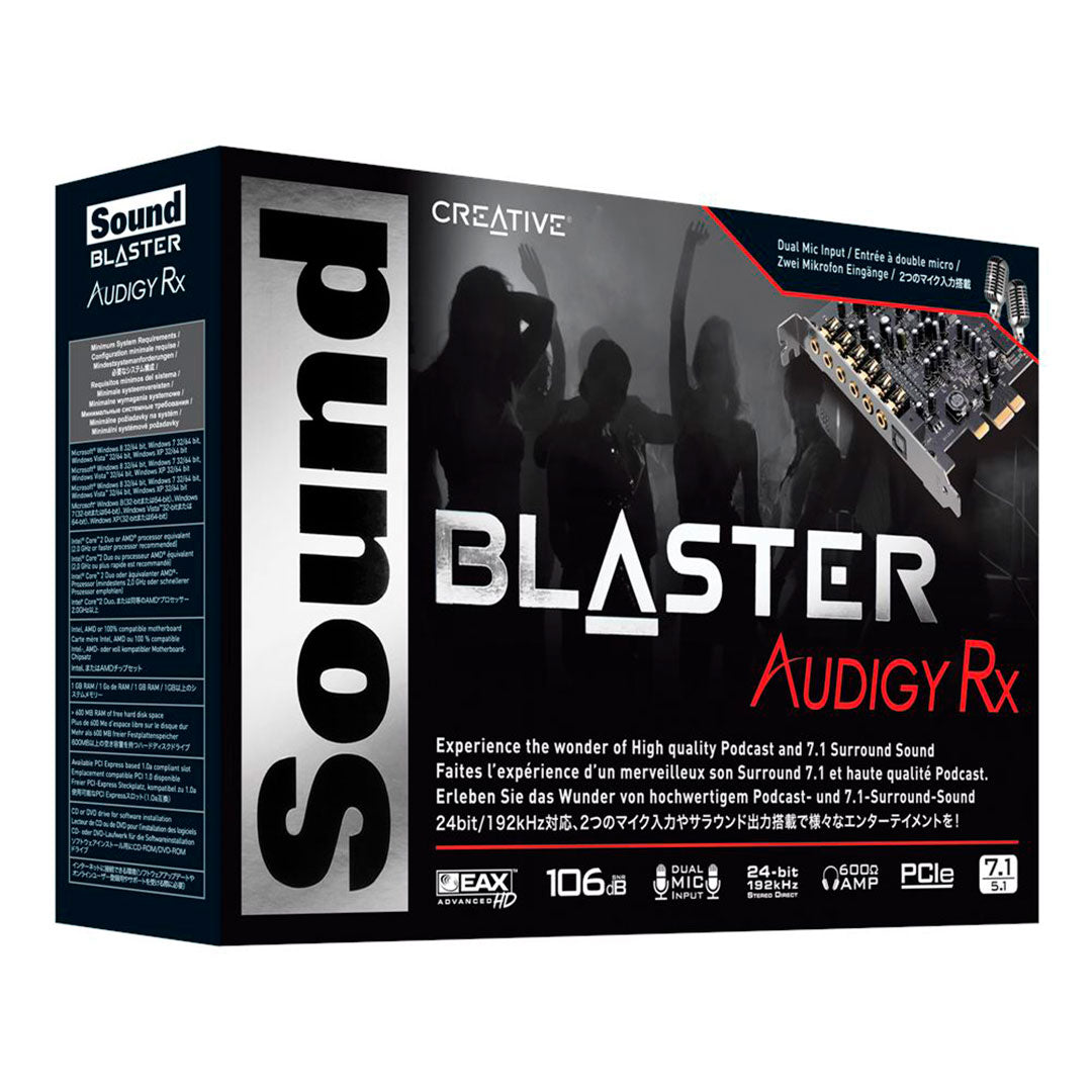 CREATIVE SB AUIDIGY RX Tarjeta de sonido PCIE Blaster Auidigy RX 7.1 SB1550, 70SB155000001