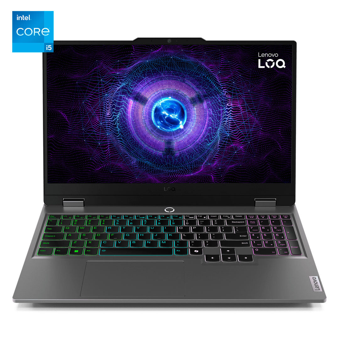 LENOVO LOQ 15IAX9 Laptop Core i5-12450HX hasta 4.4GHz, 15.6" FHD IPS, SSD M.2 512GB, 24GB DDR5-4800MHz (83GS00ESLM)