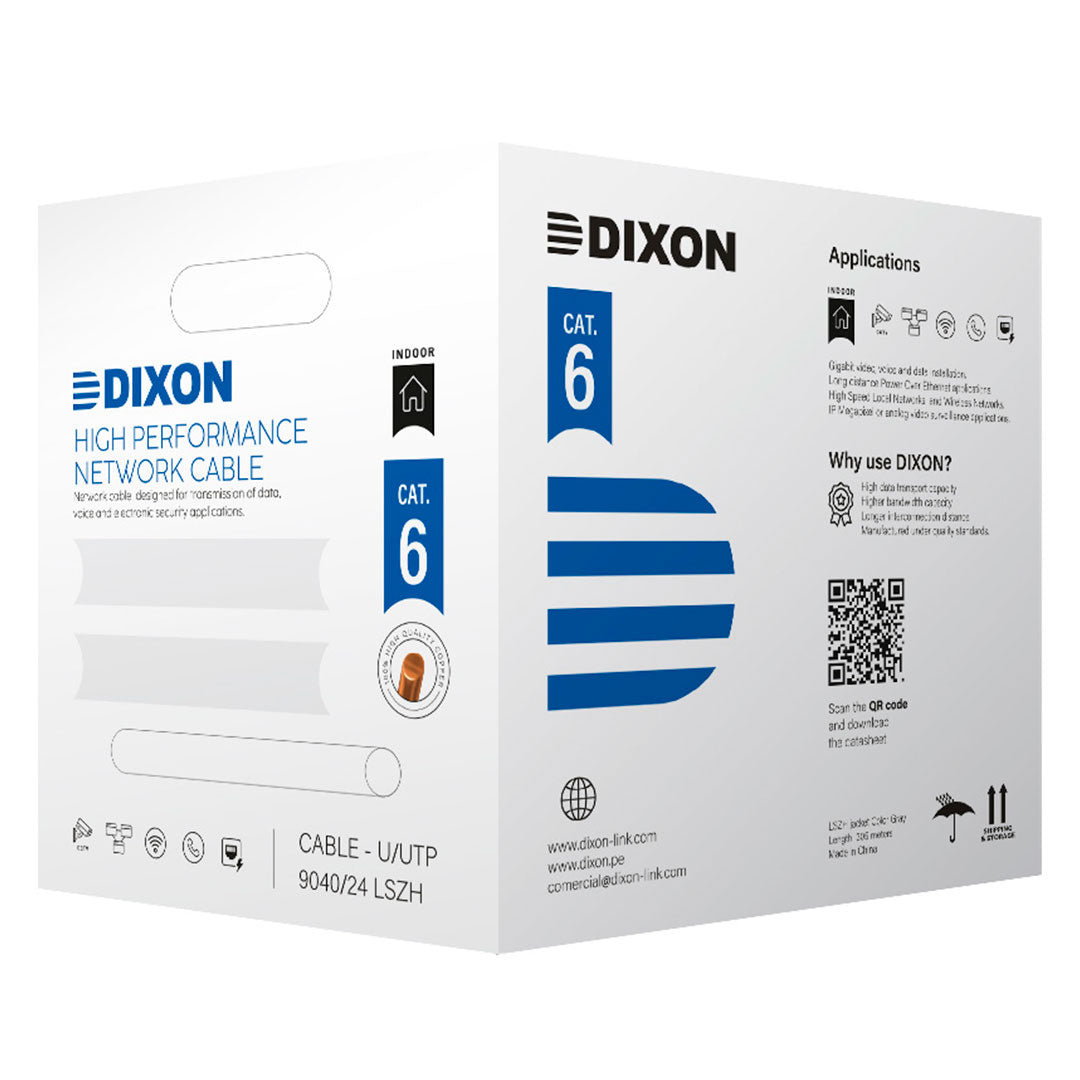 DIXON 9040/24 LSZH Cable UTP Cat6 Cobre 24AWG Gris 305m