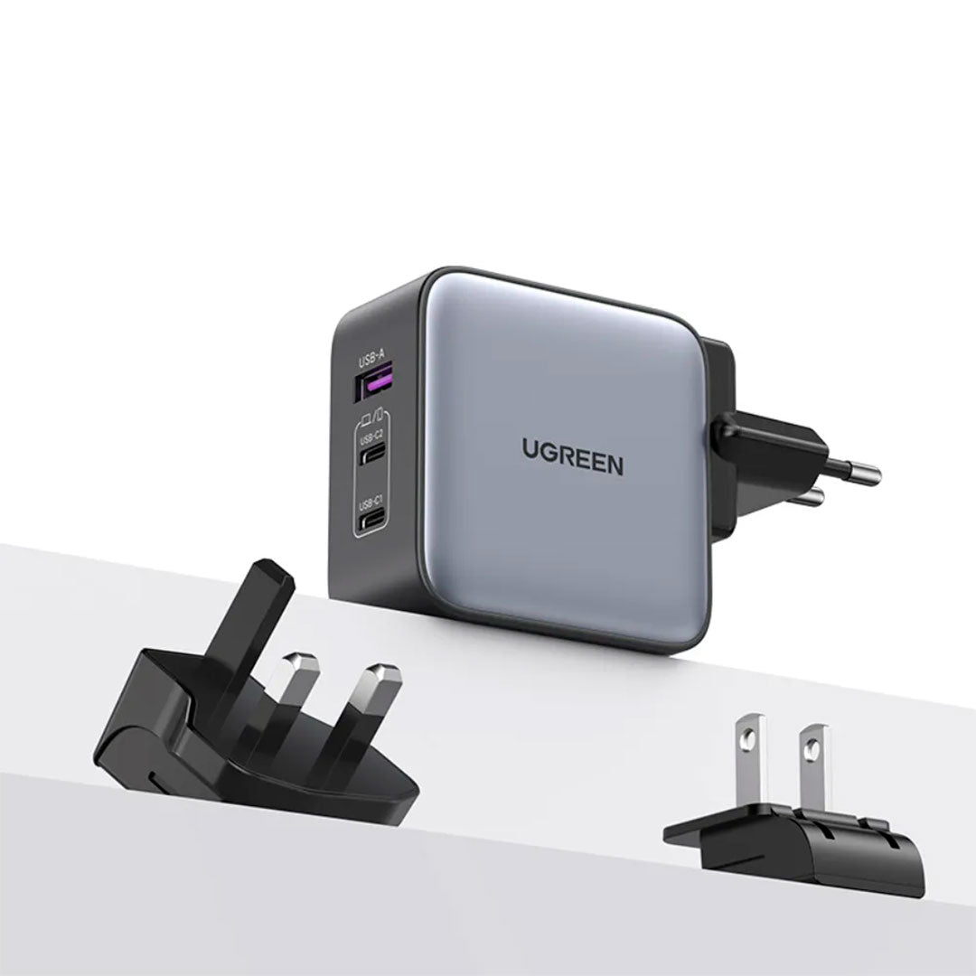UGREEN CD296 90409 Nexode Cargador Gan USB-C 3 en 1 65W Uso Internacional