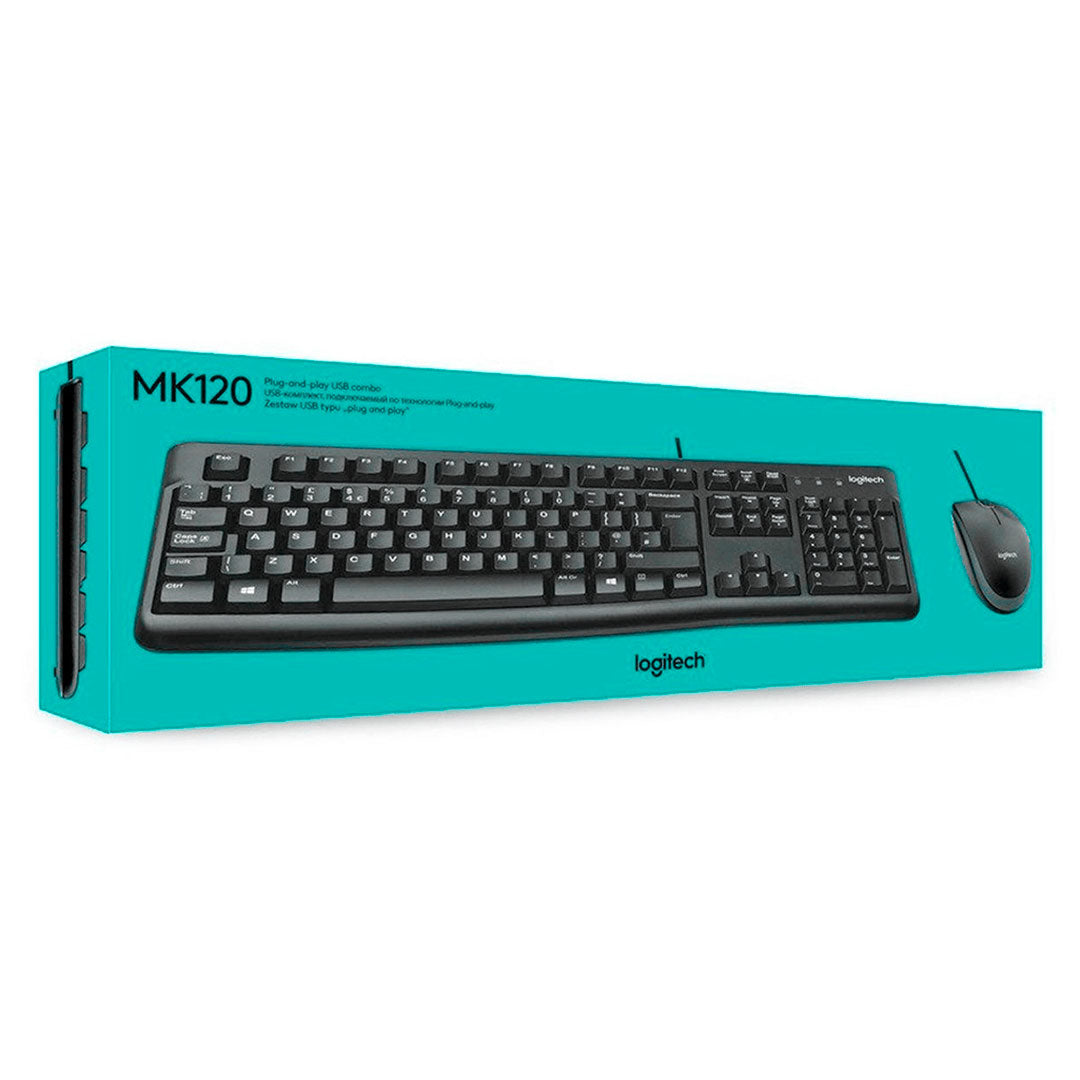 LOGITECH MK120 Kit Teclado y Mouse con Cable USB Negro
