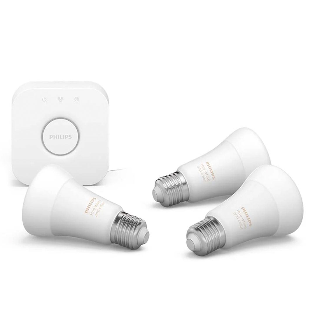 PHILIPS HUE Kit 3 Focos Bombilla Smart RGB A60 E27 9W Inc Controlador Bridge 929002261501