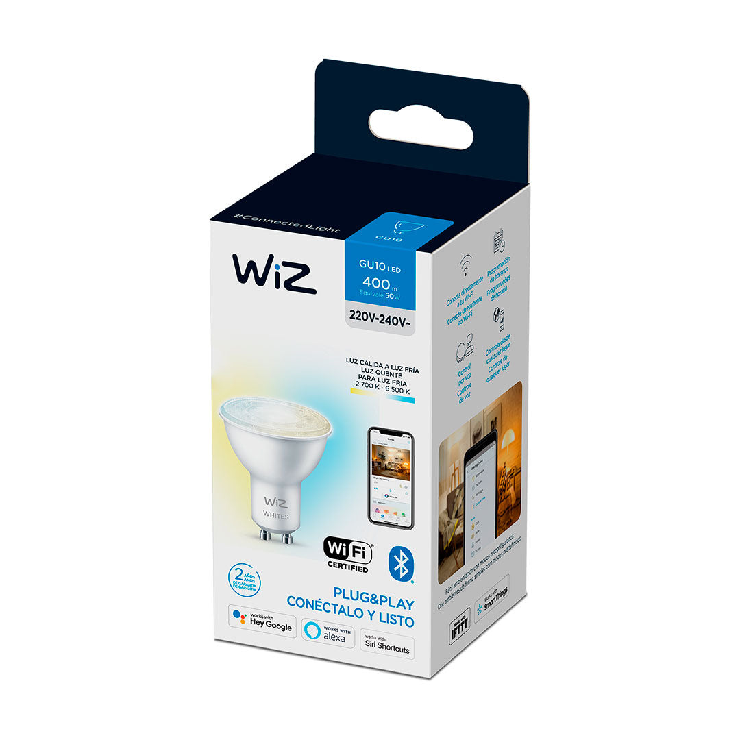 WIZ Foco Dicroica Inteligente Blanco GU10 4.9W 400Lúmenes Alexa Siri