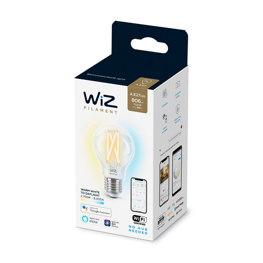 WIZ Foco de Filamento Inteligente A60 E27 Luz Blanca Cálida y Fría 7W 806Lúmenes