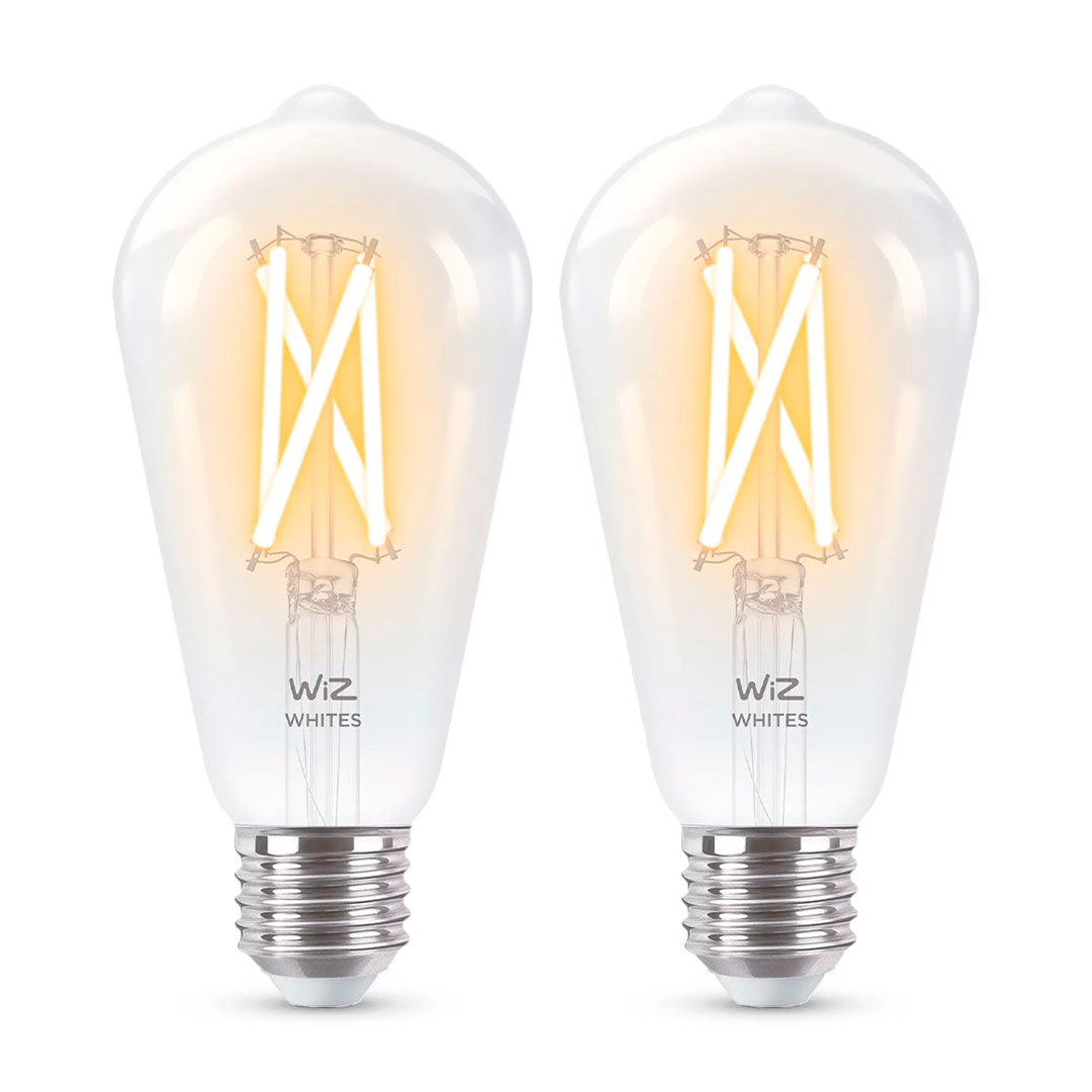 WIZ PACK-2 Foco de Filamento Inteligente ST64 E27 7W Luz Blanca Cálida y Fría 806Lúmenes