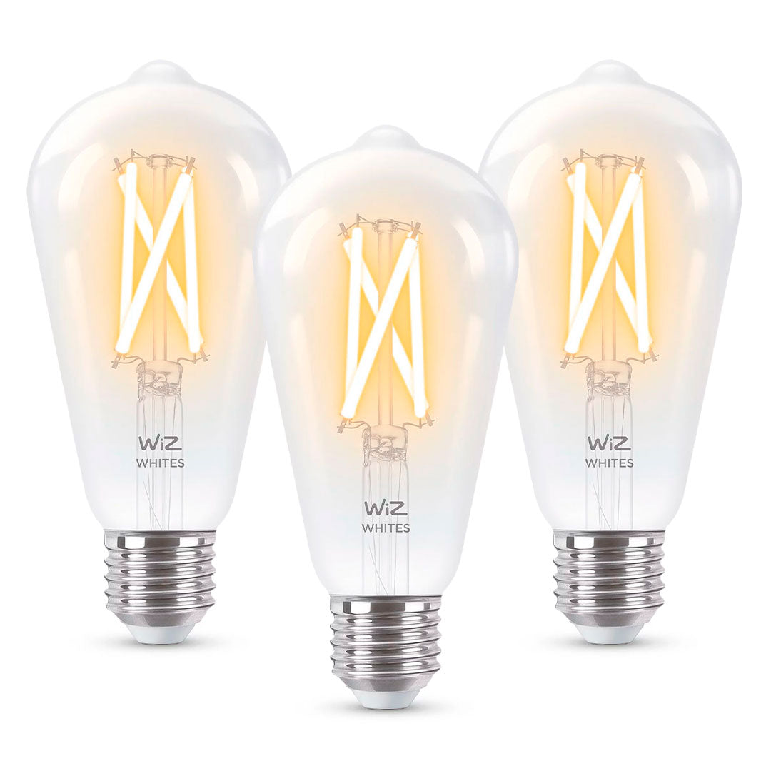 WIZ PACK-3 Foco de Filamento Inteligente ST64 E27 7W Luz Blanca Cálida y Fría 806Lúmenes