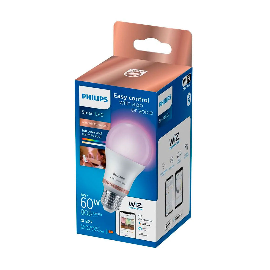 WIZ Foco WIFI inteligente RGB A60 E27 60w, 806 lúmenes, 25000 horas 929003601011