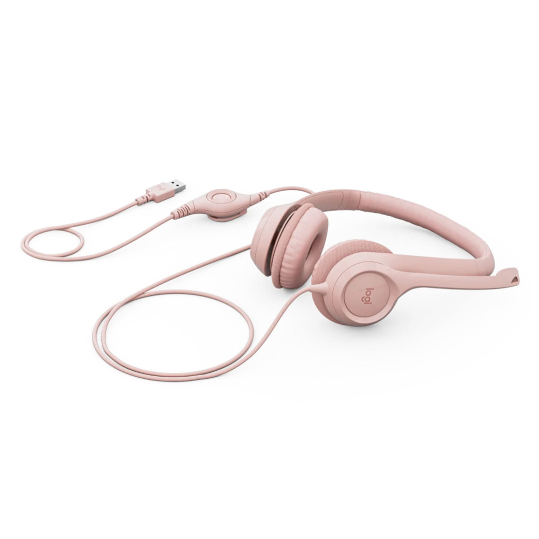 LOGITECH H390 Audífonos USB con micrófono, Rosa, 981-001280
