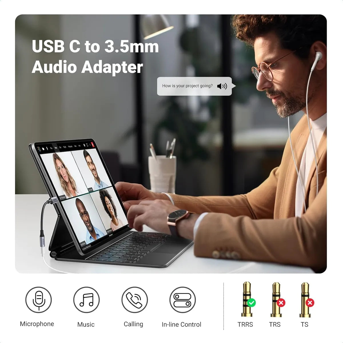 UGREEN AV161 80154 Adaptador USB-C to 3.5mm Jack DAC Auxiliar Hi-Fi Stereo