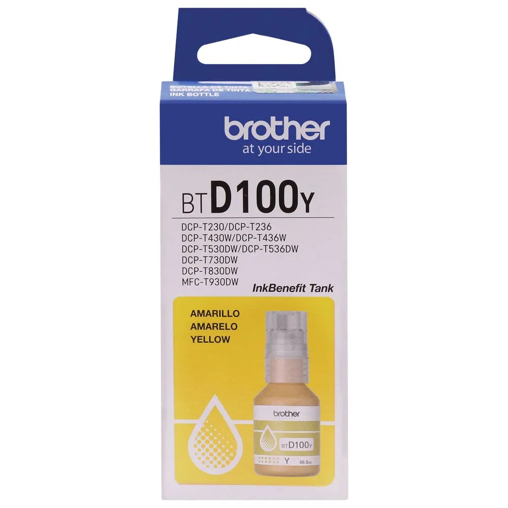 BROTHER BTD100Y Botella de Tinta de Color Amarillo de Ultra Alto Rendimiento