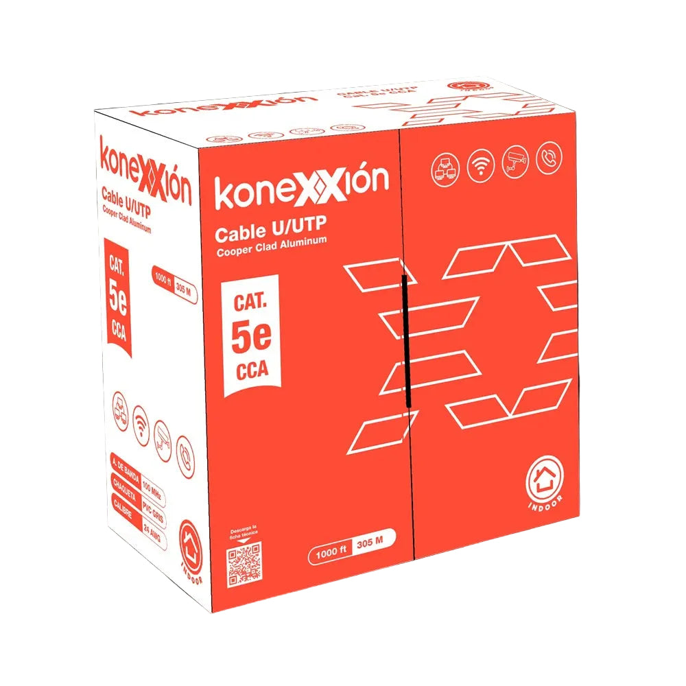 KONEXXION 7012010001 Cable de Red UTP Cat5e CCA 24AWG Interior Gris 305m