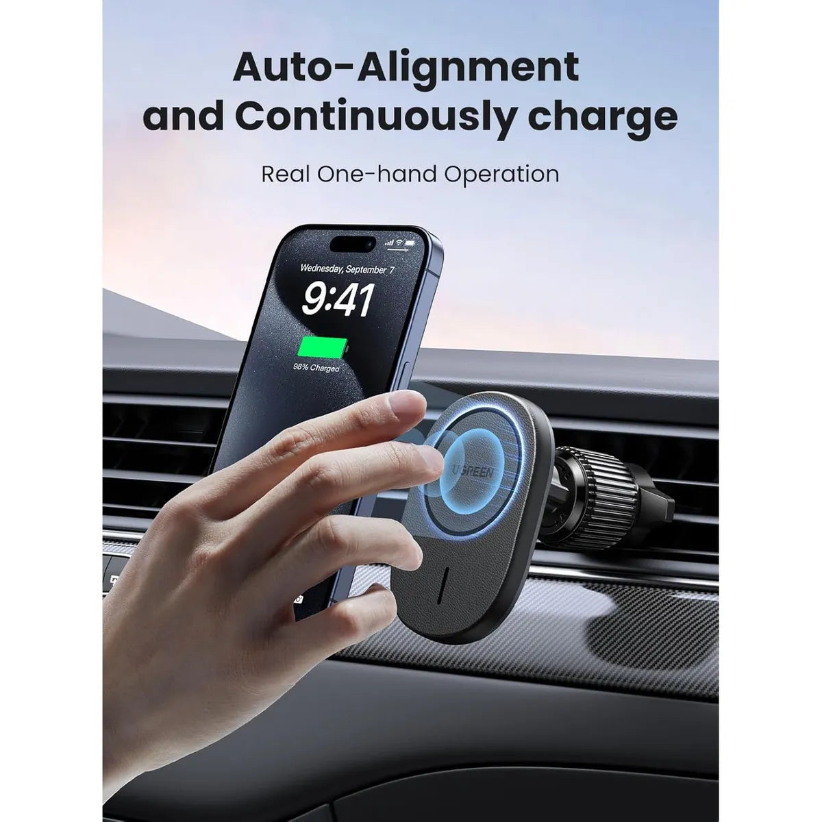 UGREEN CD345 25925 Cargador para Carro iPhone 15 Magsafe Soporte Giro