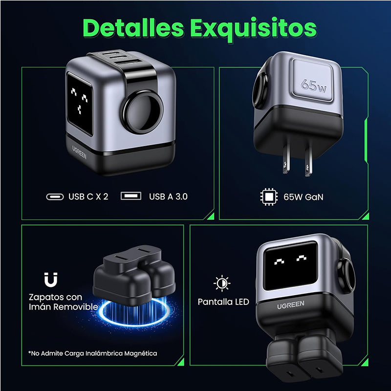 UGREEN CD361 15570 Nexode Cargador GAN USB-C 65W Negro