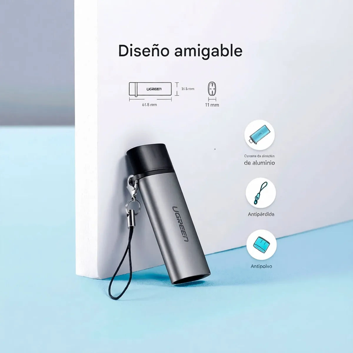 UGREEN CM184 50704 Lector de Tarjeta USB-C TF a Puerto SD TF y a Micro SD