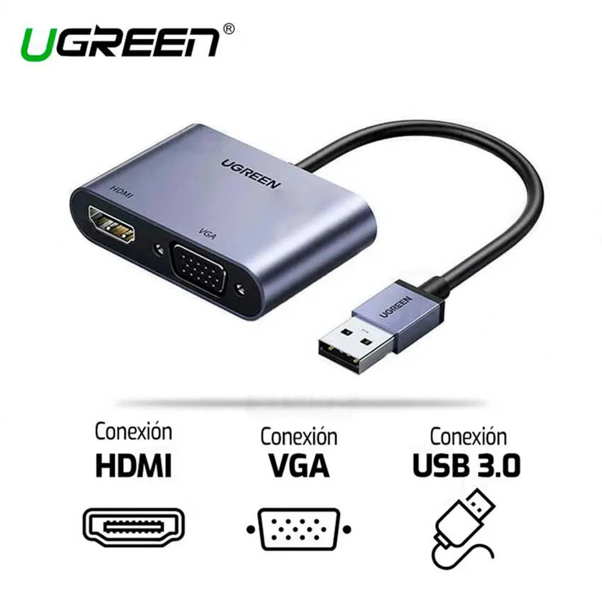 UGREEN CM449 20518 Adaptador 2 en 1 HDMI + VGA