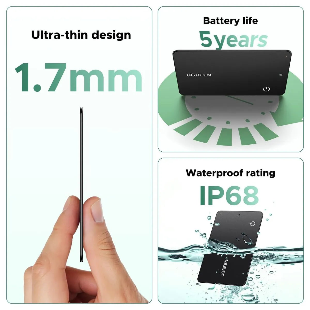 UGREEN CM915 75497 Localizador FineTrack Slim G (Sólo Android) Finder Tag Tracker Bluetooth