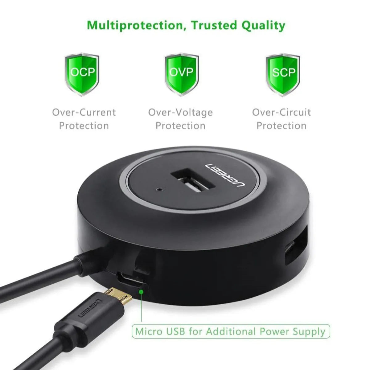 UGREEN CR106 20277 Hub de 4 Puertos USB 2.0 Adaptador Portable