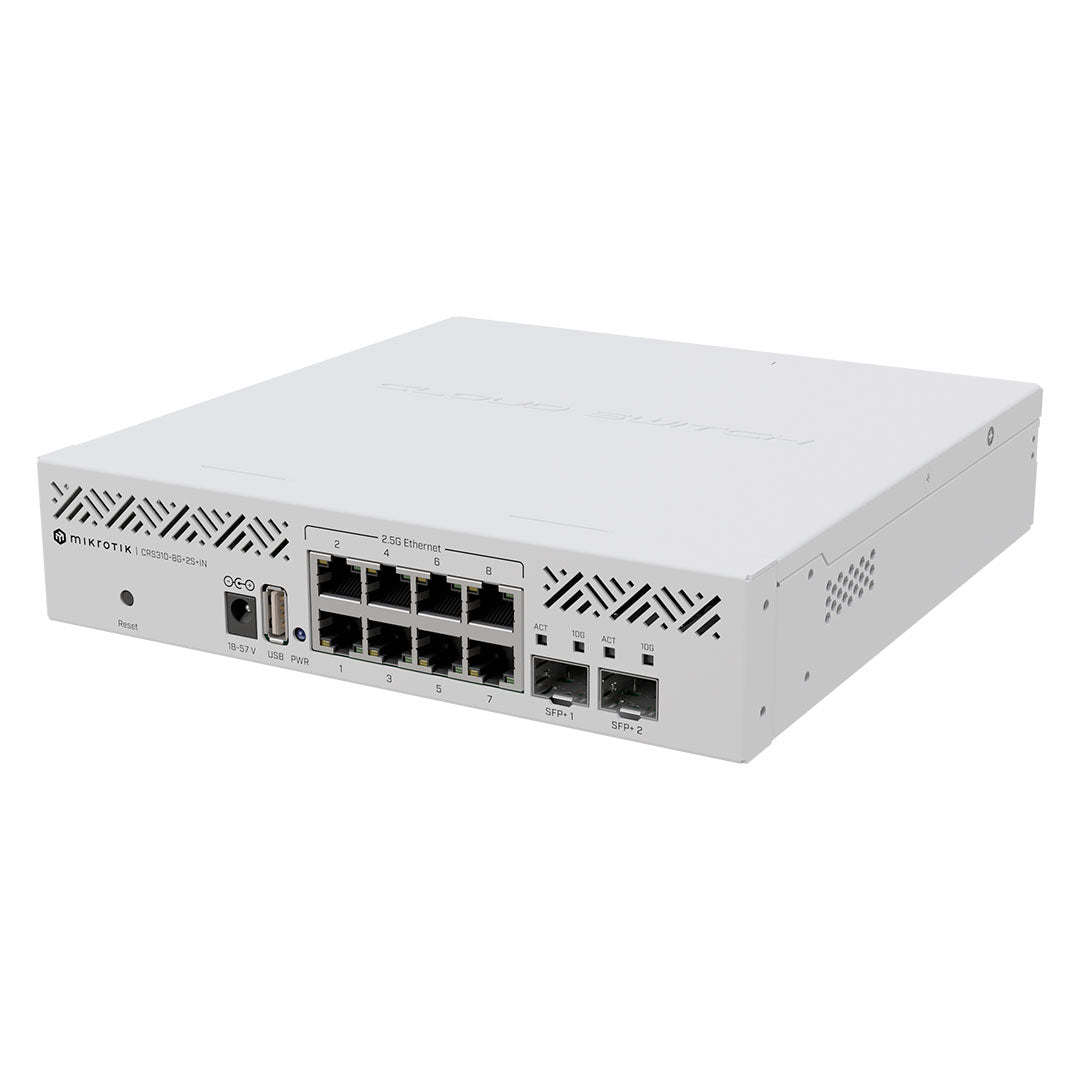 MIKROTIK CRS310-8G+2S+IN Switch Para Interiores de 8 Puertos 2.5 Gigabit Y 2 SFP+