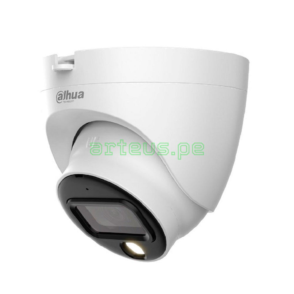 Cámara de seguridad tipo domo Dahua blanca para videovigilancia y sistema de alarma