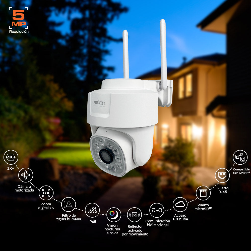 NEXXT SOLUTIONS NHC-OP10 Cámara de Seguridad WIFI PTZ 2K+ 5MP Exterior