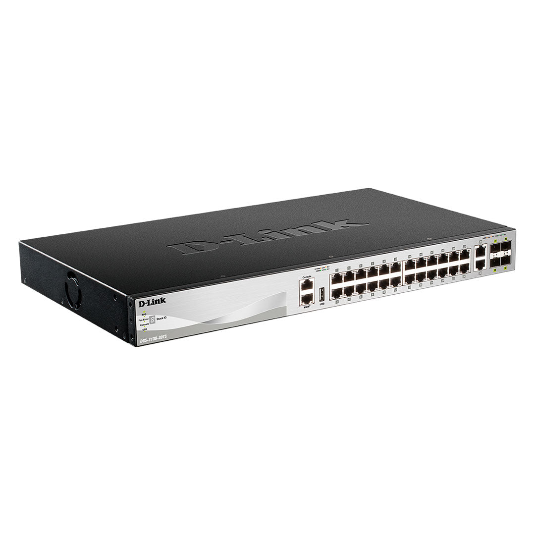 D-LINK DGS-3130-30TS Switch administrable de24 puertos 10/100/1000 RJ45 + 2 puertos 10GB base RJ45 + 2 puertos SFP + DE 10GB