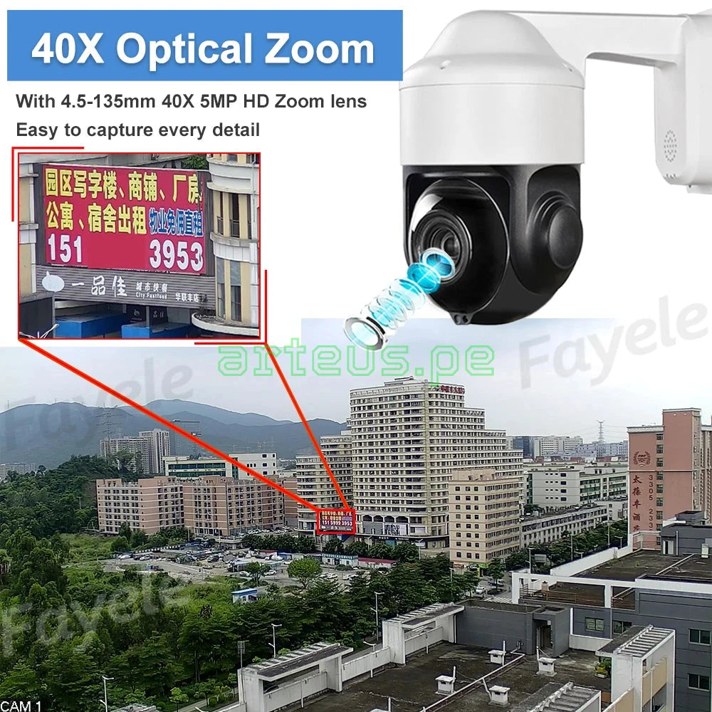 DAHUA DH-SD5A445GB-HNR Camara de Seguridad IP POE 4MP 2K+ PTZ 45X IR 150m 360° WDR IP67 WIZSENSE