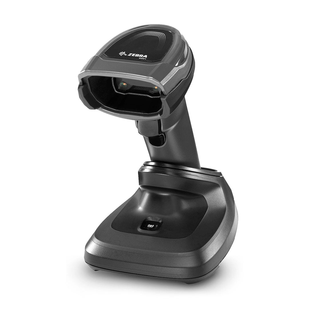 Lector de códigos de barras inalámbrico Zebra con base, escáner para inventario y punto de venta