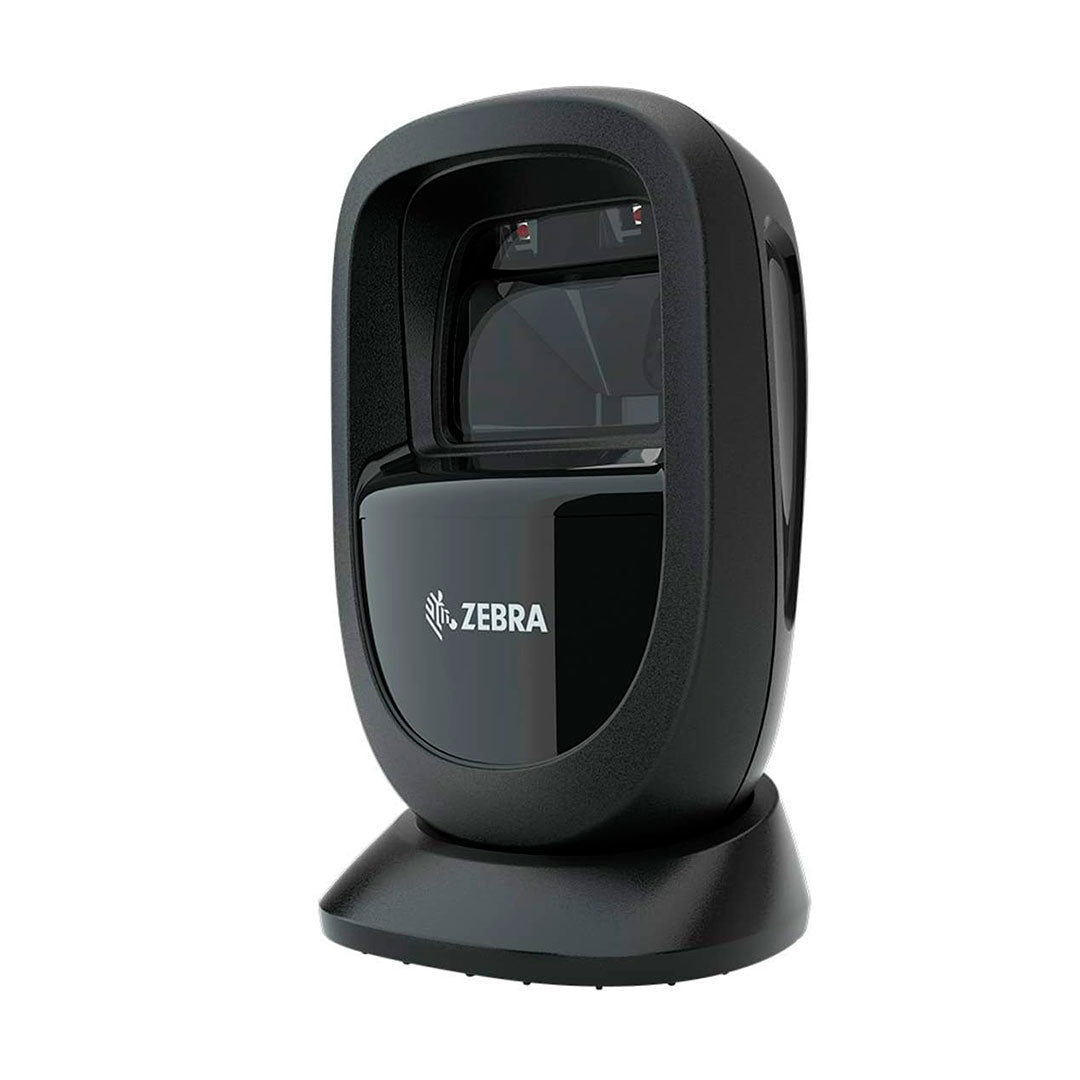 Lector de códigos de barras Zebra negro, escáner de sobremesa para punto de venta