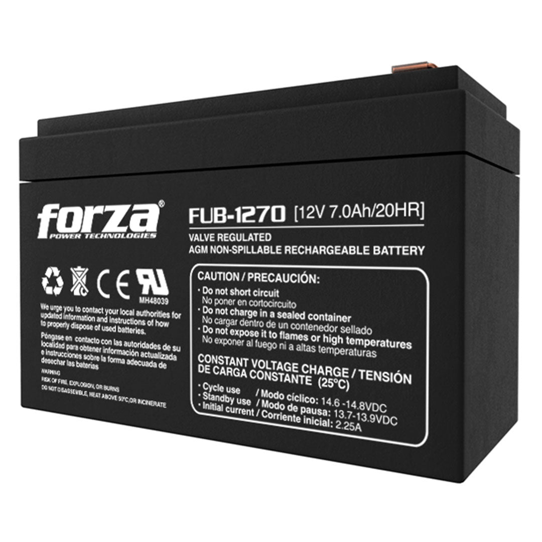 FORZA FUB-1270 Batería 12V 7A AGM recargable para UPS, Panel, Moto