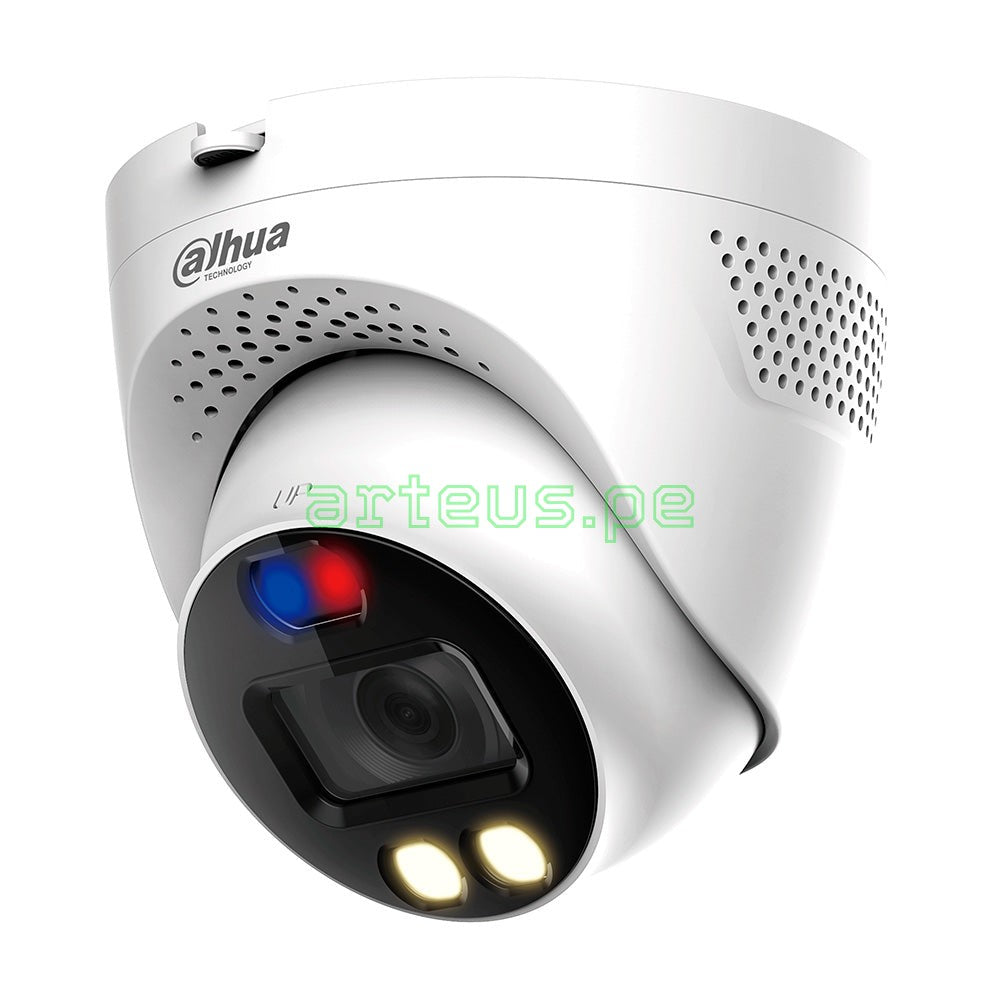 DAHUA HAC-ME1509TQ-A-PV TIOC Cámara de seguridad analógica 2K 5MP, 2.8mm IR LED 40m, micrófono, sirena, Super Adapt