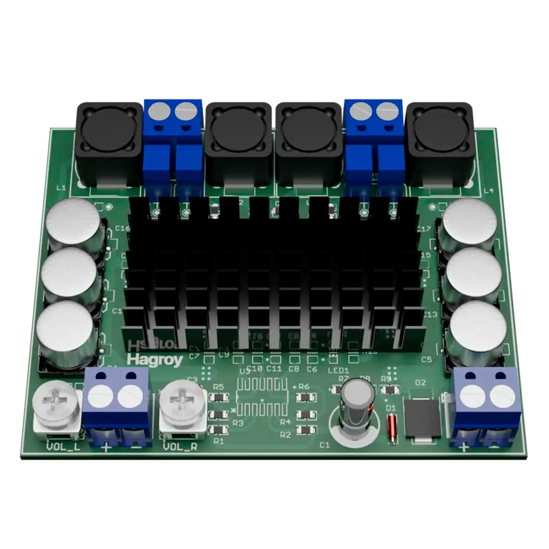 HAGROY AUDIOVOX STEREO Módulo Amplificador 2 Canales 100W 12/24V