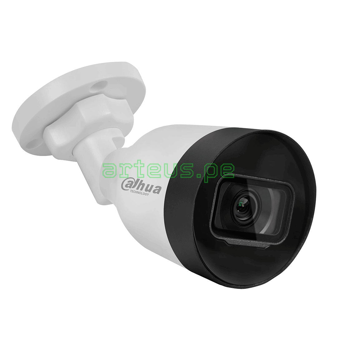 Cámara de seguridad Dahua tipo bala para videovigilancia, carcasa blanca y lente frontal