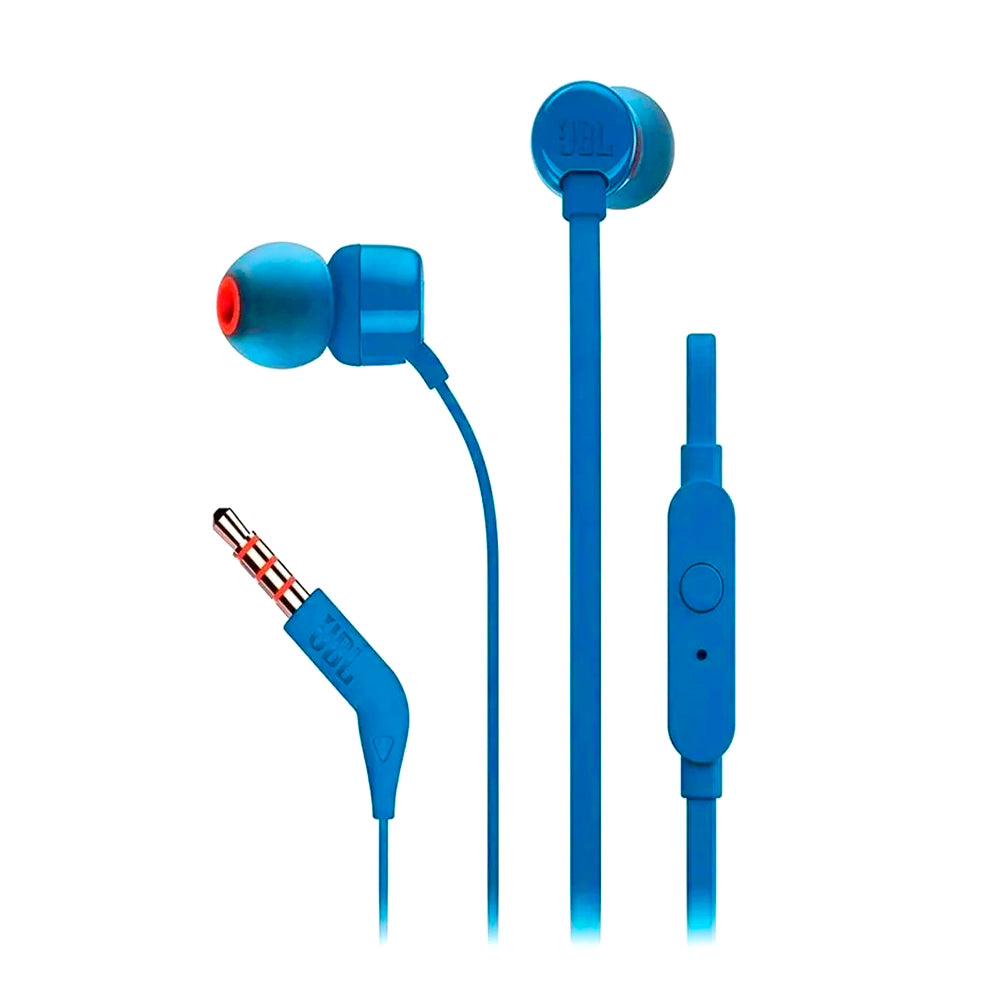 JBL TUNE110, Audífono de Botón con Mic Azul - JBLT110BLUAM