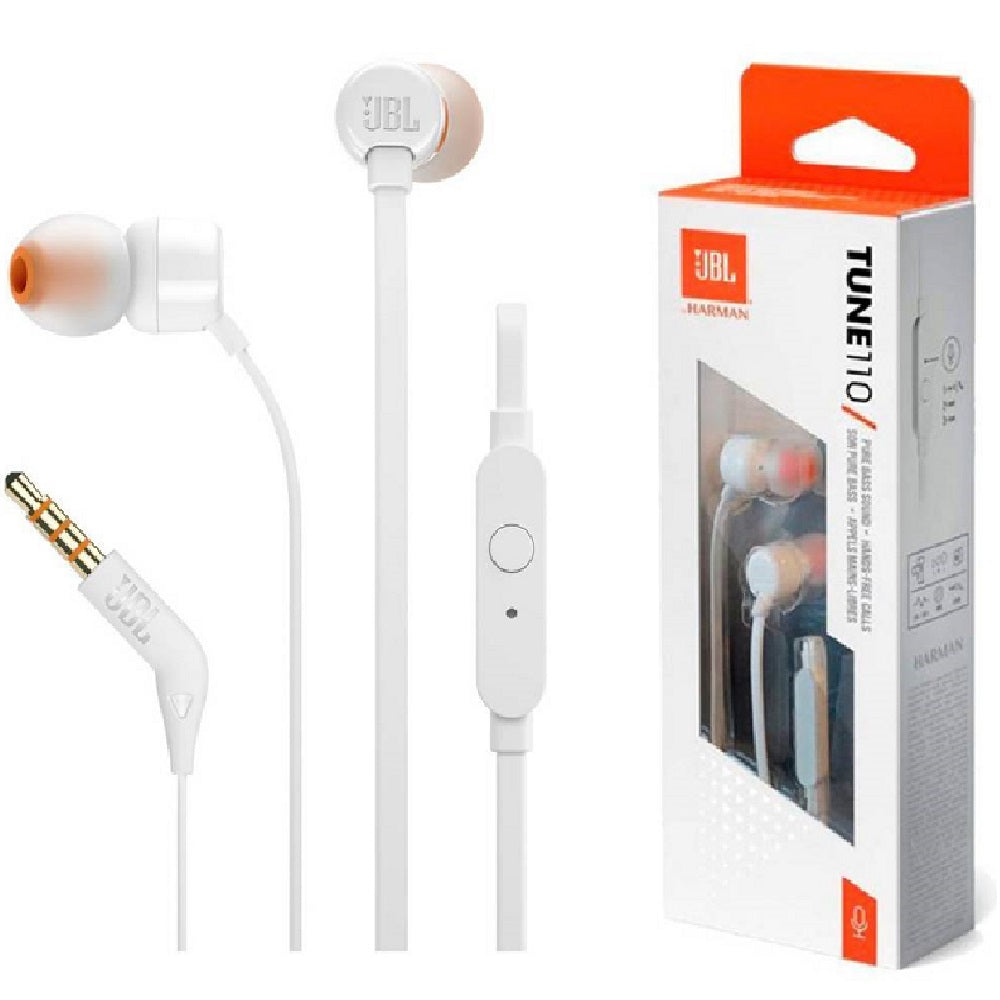 JBL TUNE110 Audífono de Botón micrófono con cable blanco JBLT110WHTAM