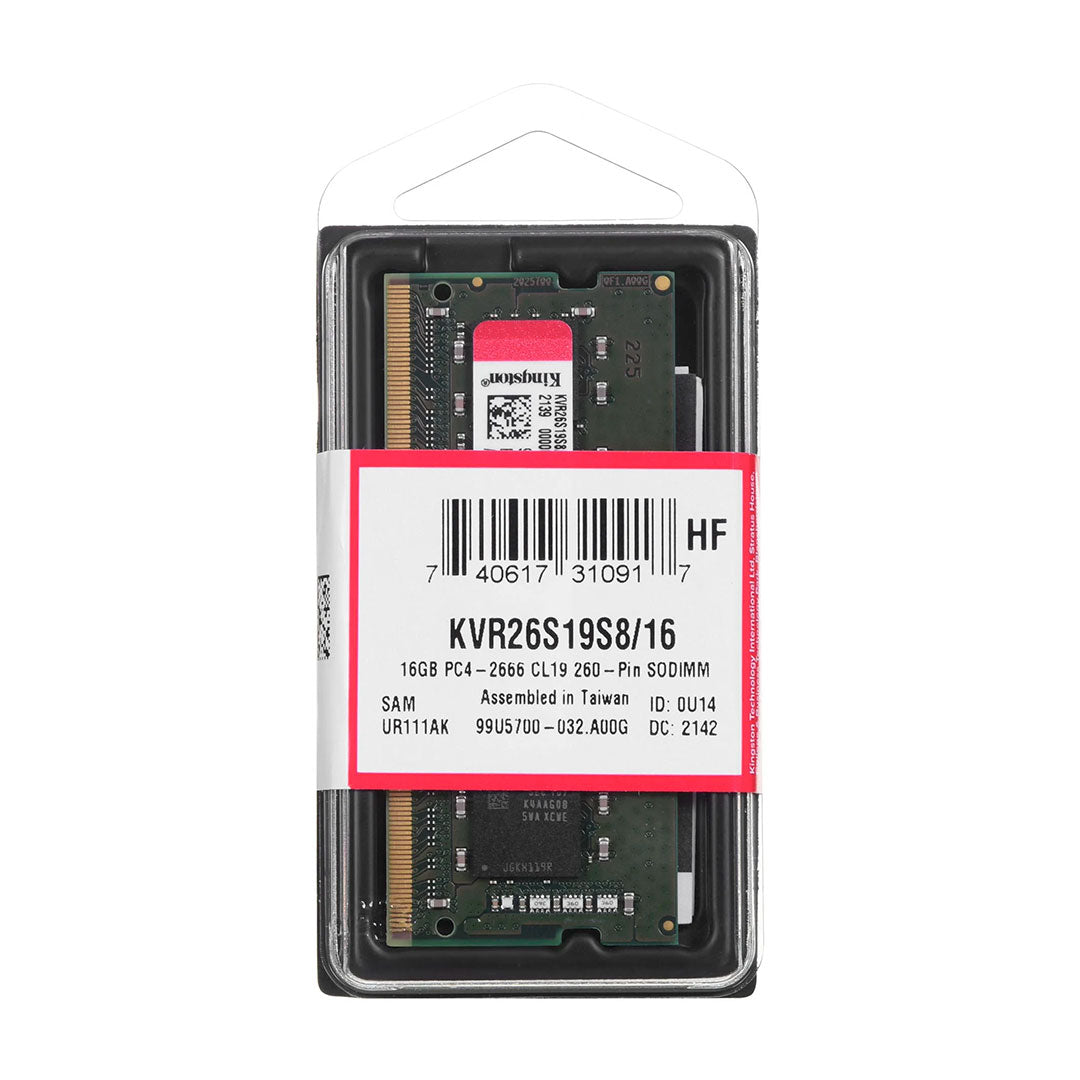 KINGSTON KVR26S19S8/16 Memoria Ram 16GB DDR4 SO-DIMM 2666MHz