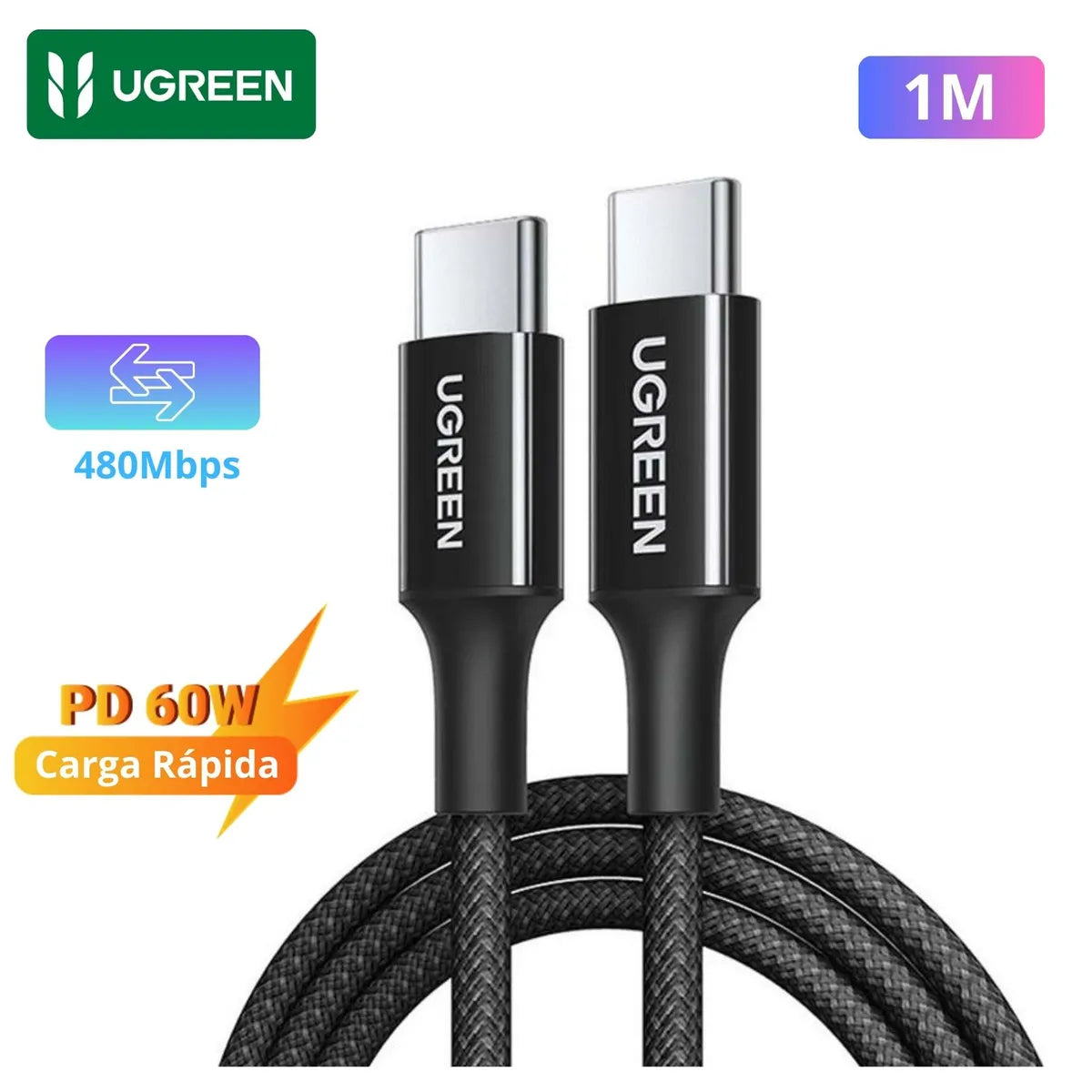 UGREEN L501 35254 Cable USB-C a USB-C 3A Max 1m