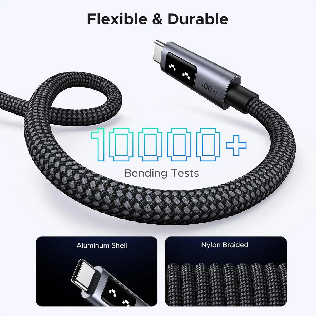 UGREEN L509 35513 Cable USB-C a USB-C 100W 3m Carga Rápida LED
