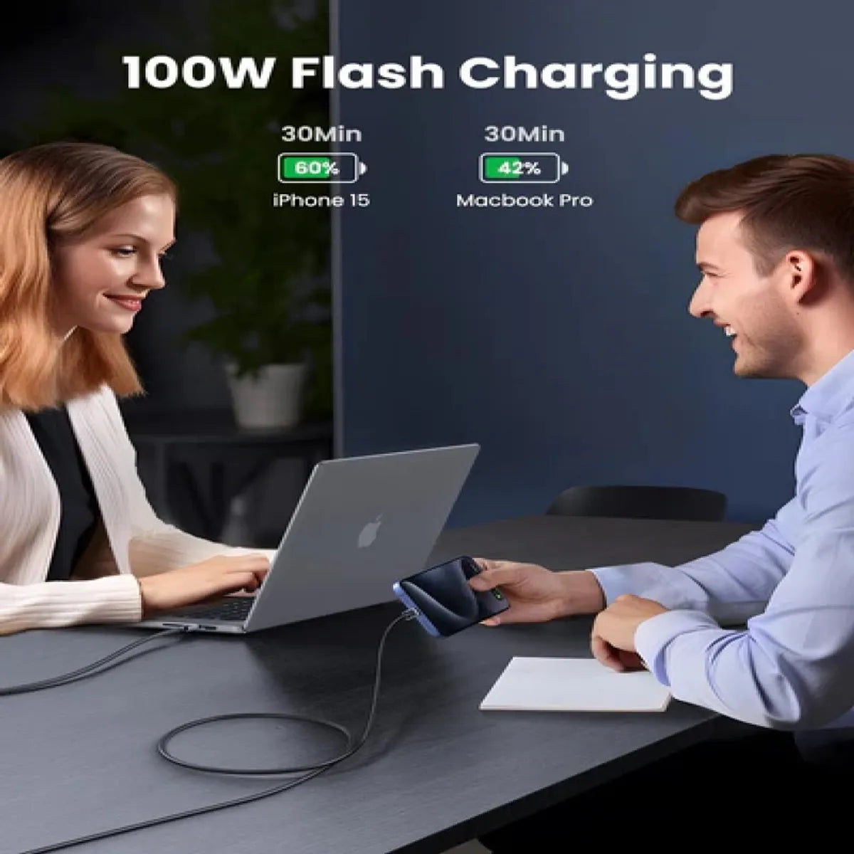 UGREEN L512 45063 Cable USB-C a USB-C Carga Rápida 100W 1M Trenzado