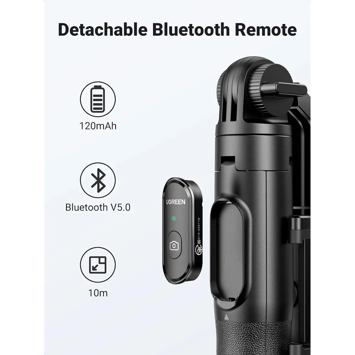 UGREEN LP586 15062 Trípode Selfie Stick Extensible 3 en 1 Bluetooth